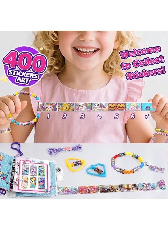 FYNDO Sticky Roll Bracelet Making Kit – 400 Pcs DIY Sticker String Jewelry Toy – Create Wearable Rolled Beads, Necklaces & Charms with Album – Arts & Crafts Gift for Girls Age 4+ - Image 4